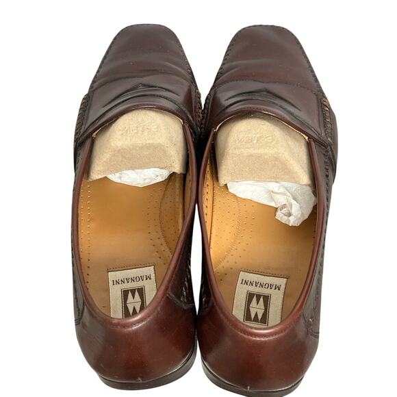Magnanni Leather Stitched Cognac Loafers Shoes Size 10 M Men’s B759